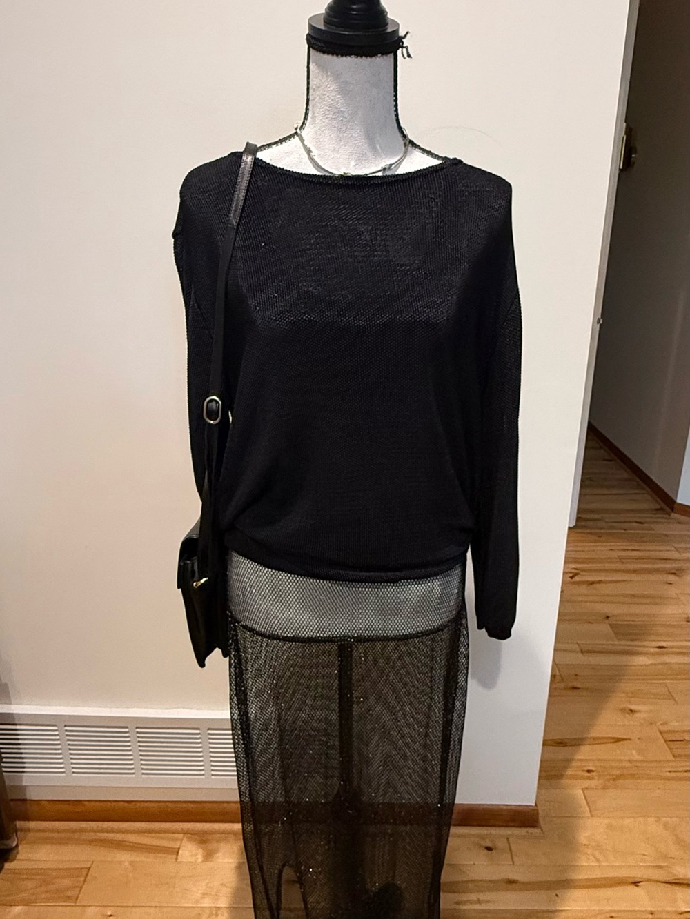 Women's Black Lightweight Crewneck Sweater - Picture 1 of 4